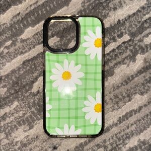Green and White iPhone 14 Pro Max Case with Daisy Pattern